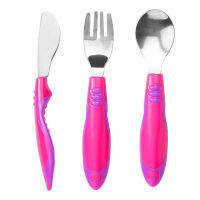 อุปกรณ์ทานอาหารเด็กเล็ก mothercare easy grip toddler cutlery set - 3 pieces (pink) PB883