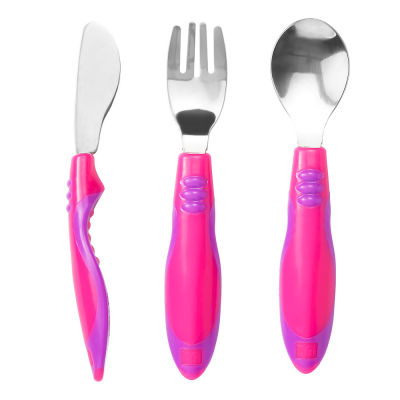 อุปกรณ์ทานอาหารเด็กเล็ก mothercare easy grip toddler cutlery set - 3 pieces (pink) PB883