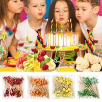 100Pcs Disposable Bamboo Picks Fruit Sticks For Kids Cocktail Decoration Picks Salad Sandwich Buffet Toothpicks Wedding Party