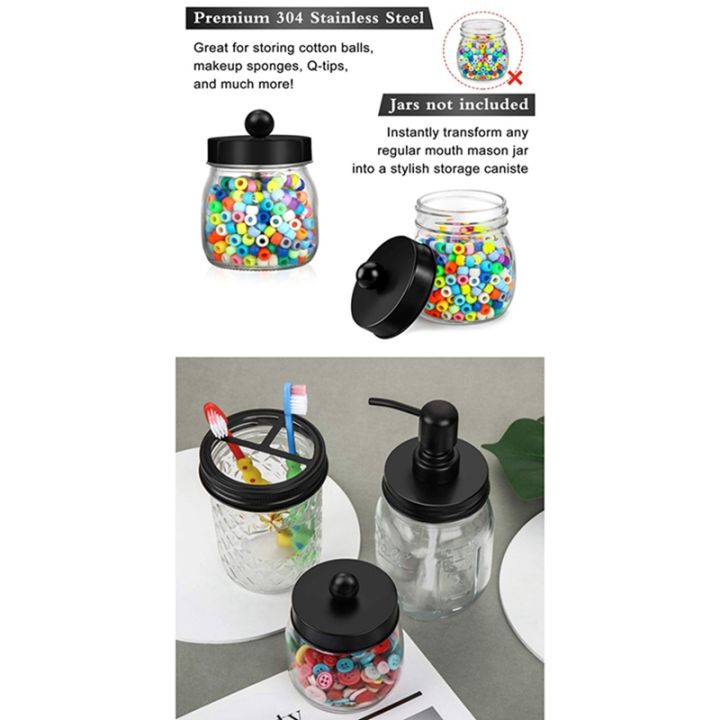 mason-jar-bathroom-accessories-lids-set-8pcs-toothbrush-holder-storage-jars-lids-for-regular-mouth-mason
