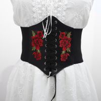 【CW】 Printed Ladies Girdle Leather Wide Waist Stretch Buckle Corset Waistband Elastic