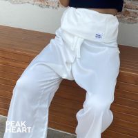 LEXY : WHITE กางเกง Wrap Pants ผ้าพริ้วขายาว สีขาว เหมาะกับซัมเมอร์ที่สุด ผ้าเย็นสบาย ปรับไซส์ได้ตามความต้องการ PEAKHEART.STORE