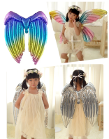 Hi-Kid Fairy Rainbow Wings สำหรับสาว Unicorn Party เครื่องแต่งกายอุปกรณ์เสริม Glossy Metallic Angel Wings ปีกผีเสื้อการถ่ายภาพ Masquerade ฮาโลวีนคอสเพลย์เครื่องแต่งกายอุปกรณ์เสริมสำหรับเด็ก