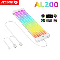 AL200 COOLMOON AOSOR แถบไฟ LED PC Backlight แถบแสงแถบ5V ARGB Aura ซิงค์ไฟแถบไฟ LED ที่ยืดหยุ่น DIY สำหรับเมนบอร์ด24PIN