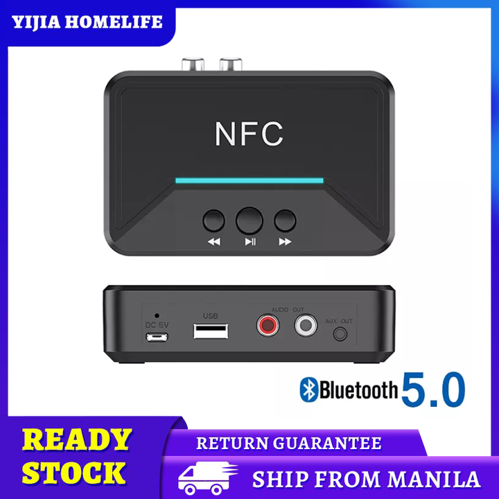 【Ready Stock】NFC Bluetooth 5.0 Audio Receiver 3.5mm AUX RCA Jack Stereo
