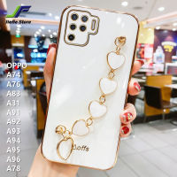 เคสโทรศัพท์สร้อยข้อมือรูปหัวใจ JieFie รักสำหรับ OPPO A74 / A76 / A83 / A31 / A91 / A92 / A93 / A94 / A95 / A96/A78ฝาครอบโทรศัพท์ TPU สี่เหลี่ยมชุบโครเมี่ยมสุดหรู