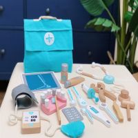 [COD] Childrens role-playing doctor play house wooden simulation medical bag parent-child interactive toys