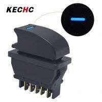 KECHc สวิตช์กระจกไฟฟ้ารถยนต์ในตัวไฟส่งสัญญาณสีฟ้า5-Pin ที่ยกหน้าต่างเดี่ยวชนิดตะขอสวิตช์อเนกประสงค์ชิ้นส่วนวาล์วอัตโนมัติ