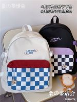 ▨☋ Japanese harajuku retro grid han edition ins joker contracted backpack female college students travel bag backpack tide