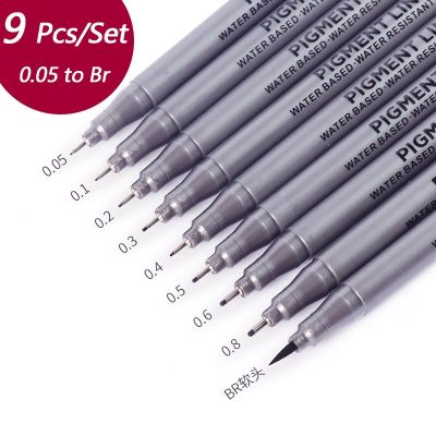 9 Pcs Waterproof Art Markers Painting Needle Pen Fast Dry Fineliner School Drawing Sketching Journal Writing Stationery Supplies