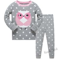 【Ready Stock】 ❦✧ C22 3-8 Years Baby Owl Printed Pyjamas/Casual Suit Top Polka Dots Pants Kids Girls Fashion