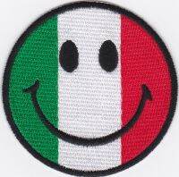 iron on patch Embroidery Happy Smiley Country flag Italy 7.5 cm ใบหน้าที่ยิ้ม อิตาลี ธงประจำชาติ ตัวรีด เย็บติดผ้าประเทศไทย โลโก้ปัก มีกาวสำหรับรีด ตกแต่งเสื้อผ้า