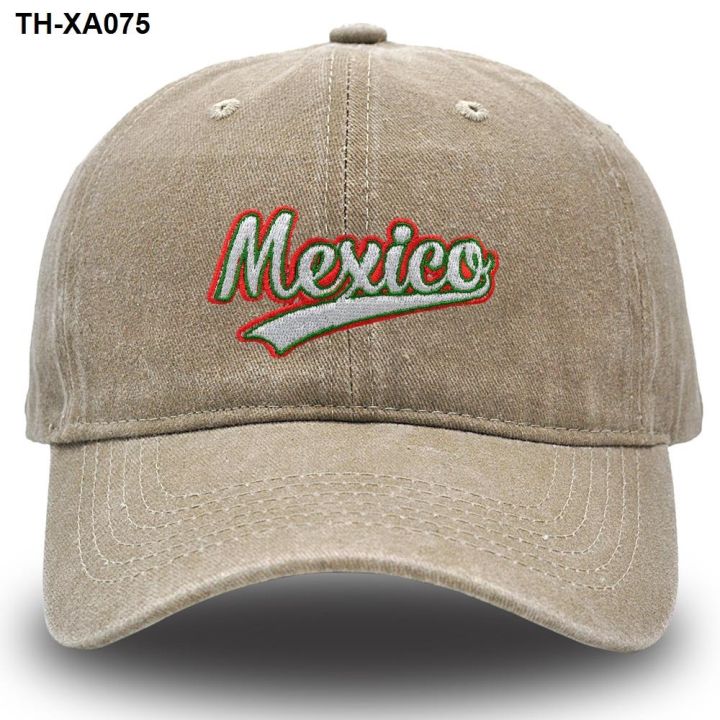 หมวกเบสบอลปักเม็กซิโกล้างเม็กซิโกพ่อหมวกหมวกลำลองสุภาพสตรีหมวกบังแดด