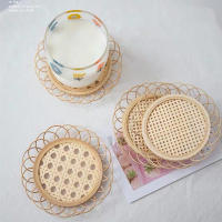 Japanese Style Bamboo Saucer Mat Non-slip Holder Rattan Cup Mat Dining Table Placemat