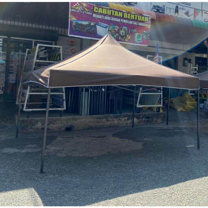 KHEMAH EXPRESS SAIZ 10ft X 10ft BESI BULAT DAN BESI SEGI MATERIAL KAIN