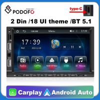 Podofo 2 Din Car Radio 7 HD Carplay Android auto Player 2DIN Touch Screen Auto audio Car Stereo MP5 Bluetooth USB TF FM Camera