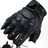 [COD] Internet celebrities recommend mens leather half-finger gloves open-fingered short-fingered motorcycle riding fitness hollowed-out breathable