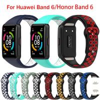 สายนาฬิกาซิลิโคนสำหรับ Huawei Band 6 2สี Breathable สมาร์ท Watchband สายข้อมือสำหรับเปลี่ยนสำหรับ Huawei Honor Band 6สาย