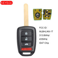 【❉HOT SALE❉】 haokao5 Keyecu ชิปสำหรับเซ็นเซอร์ Honda Accord Civic ที่ห้อยกุญแจรถรีโมท313.8Mhz/433Mhz Id47 Fcc Id: Mlbhlik6-1t