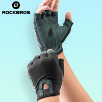 hotx【DT】 ROCKBROS Cycling Mens Gloves Breathable Shockproof Fingerless MTB Mountain