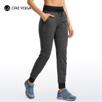 【CC】 CRZ YOGA Womens Cotton Drawstring Sweatpants Elastic Waist Jogger Workout Jogging Pants with Pockets-29 inches