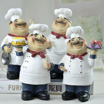 Resin Chef Figures Decorative Ornaments,Kitchen Decor,Cook Coffee Bar Statue, French Chef Figurines