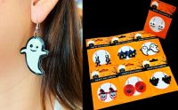 Halloween Earrings Pumpkin Skull Ghost Spider Skeleton ต่างหูฮาโลวีน ต่างหูฟักทอง ต่างหูหัวกะโหลก ผี โครงกระดูก แมงมุม หัวกะโหลก แม่มด พรอพ ต่างหู ฮาโลวีน