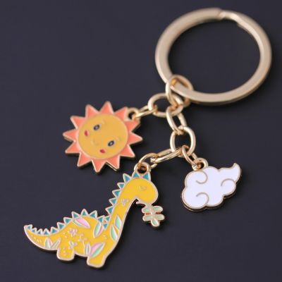 Charm Dinosaur Keychain Colorful Enamel Gift Women Key Chain Car Bag Pendant Jewelry Fashion Gifts Key Chains