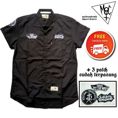CODTheresa Finger KEMEJA HITAM Workshirt MBC Short Black Casual Shirt custom patch suicidal Work shirt work Uniform