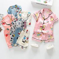 COD DTRUTYUYTUU Lovekids Stain Pajama For Kids 1-10 Years StayHome Casual Soft Terno Sleepwear Set Blouse Tops Shorts 2PCS