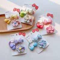 [COD] Childrens hair accessories Korean version of girls baby bow hairpin flower little girl tie head rubber band love