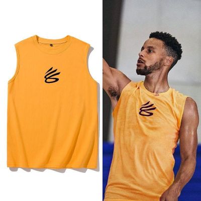 ₪♟﹉ Curry basketball vest training suit loose mens sports running fitness sleeveless