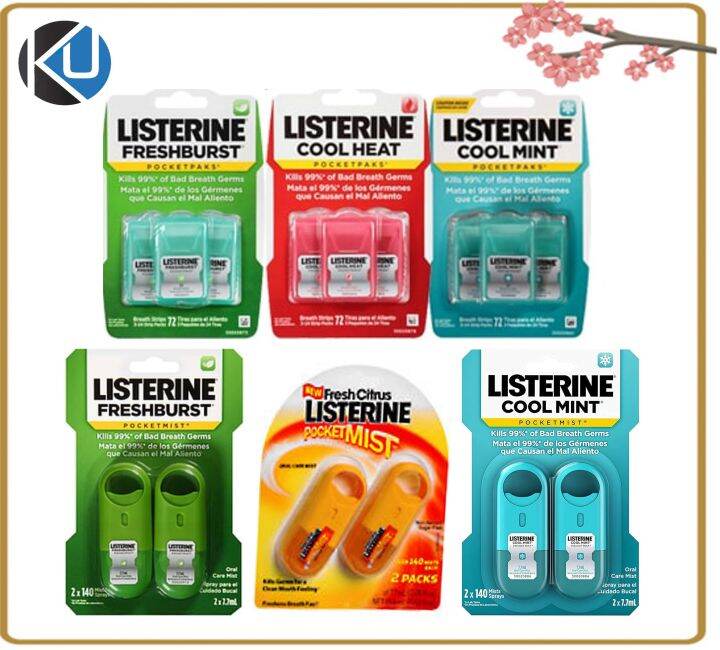 Listerine Cool Mint Cool Heat Freshburst Pocketpaks / PocketMist Spray 140 Mists Sprays Breath