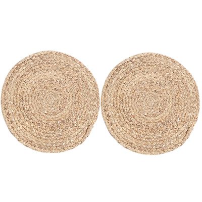2Pcs Natural Water Gourd Woven Placemat Round Woven Rattan Table Mat Water Gourd Placemat Tropical Wedding