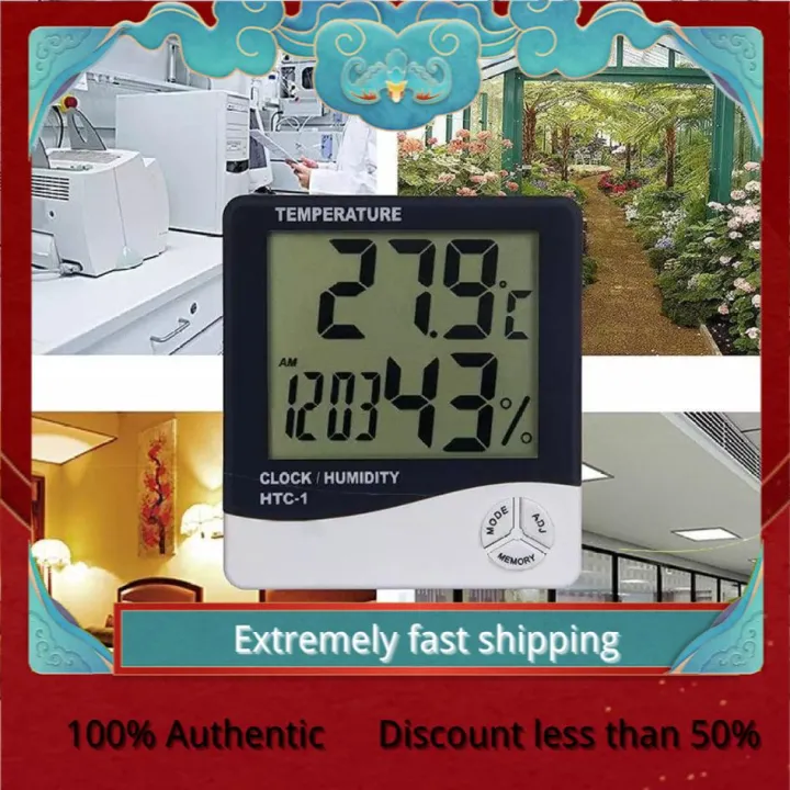 Digital LCD Temperature Humidity Meter Clock Hygrometer Thermometer