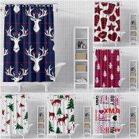 Christmas Pattern Shower Curtain Waterproof Bathroom Curtains Xmas Tree Deer Shower Curtains For Bathroom Home Decoration