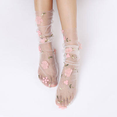 Women Socks Fashion Socks Thin Mesh Socks Pile Up Socks Floral Lace Socks Women Tulle Socks Tulle Socks