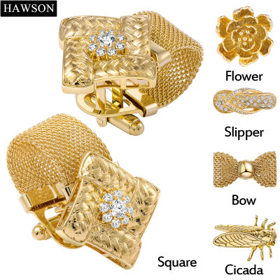 HAWSON Mens Design Gold Chain Cufflinks Gift Set - เสื้อเชิ้ตสีทองเงาชุดเครื่องประดับหรือเครื่องประดับ - ของชำร่วยในงานปาร์ตี้สำหรับผู้ชาย-Yrrey