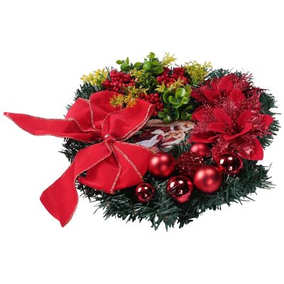 Christmas Wreath with Lights Hanging Ornaments Front Door Wall Decorations Merry Christmas Tree Artificial Garland