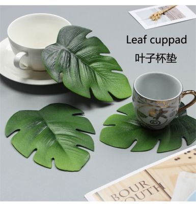 4 Pcs EVA Placemat Coaster Simulation Turtle Leaf Party Decoration Hot Tropical Green Plant Bowl Cup Pad