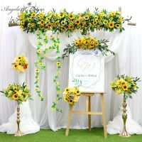 [ดอกไม้ประดิษฐ์ร้อน688] Guirnalda De Arreglo ฟลอเรสเดอพลอย Amarillas De Girasol Persol Personalizado Centro De Mesa Fondo De Boda Decoración De Fiesta Foda ฟลอเรสเดอ Cornor