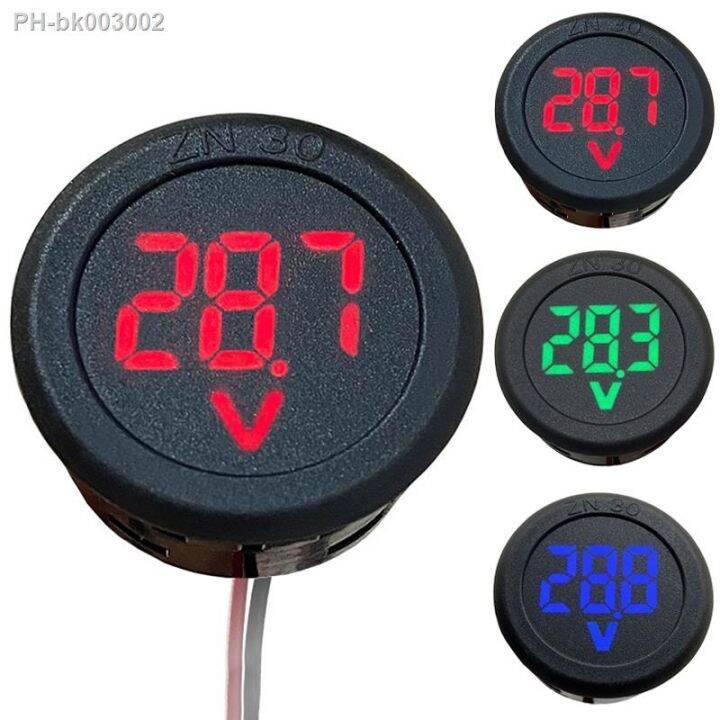 3 Color DC 4100V Round LED Digital Display Twowire Voltmeter Car DC