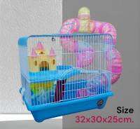 Rustproof cage, cage for hamsters, squirrels, mice, hedgehogs and other small animals, complete with tubes, water bottles, bowls./กรงกันสนิม กรงหนูแฮมเตอร์ กระรอก หนู เม่นและสัตว์ตัวเล็ก พร้อมท่อ