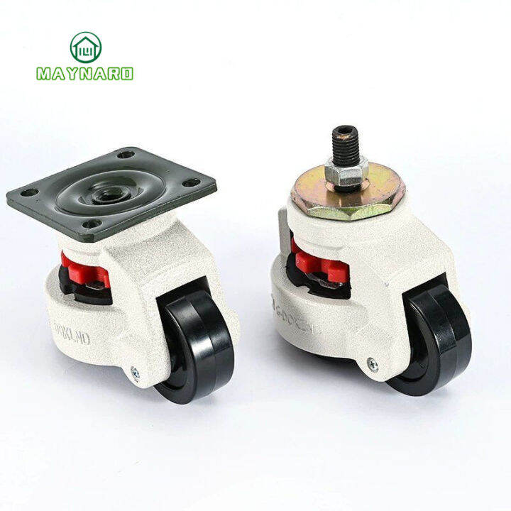Leveling Machine Casters with Nylon Wheel and Rubber Foot, Retractable