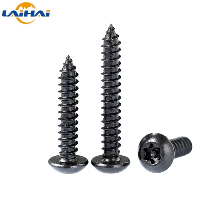 20pcs-m2-9m3-9-black-carbon-steel-six-lobe-torx-round-pan-button-flat-countersunk-head-with-pin-security-self-tapping-wood-screw