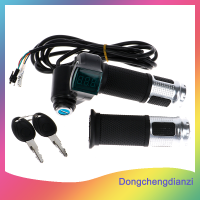 dongchengdianzi คันเร่งจักรยานไฟฟ้าที่มีจอแสดงผล LCD ตัวบ่งชี้ก๊าซจับคันเร่งกุญแจล็อค