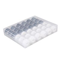 【CC】 36pcs White/Black Sewing Bobbins Thread 36 Plastic Embroidery Pre-wound Accessories