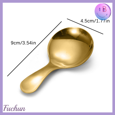 Fuchun ช้อนสแตนเลส304น่ารักด้ามสั้นช้อนกลมช้อนของหวานไอศกรีมสำหรับเด็กอุปกรณ์ครัวช้อนชาสุดสร้างสรรค์ขนาดเล็ก