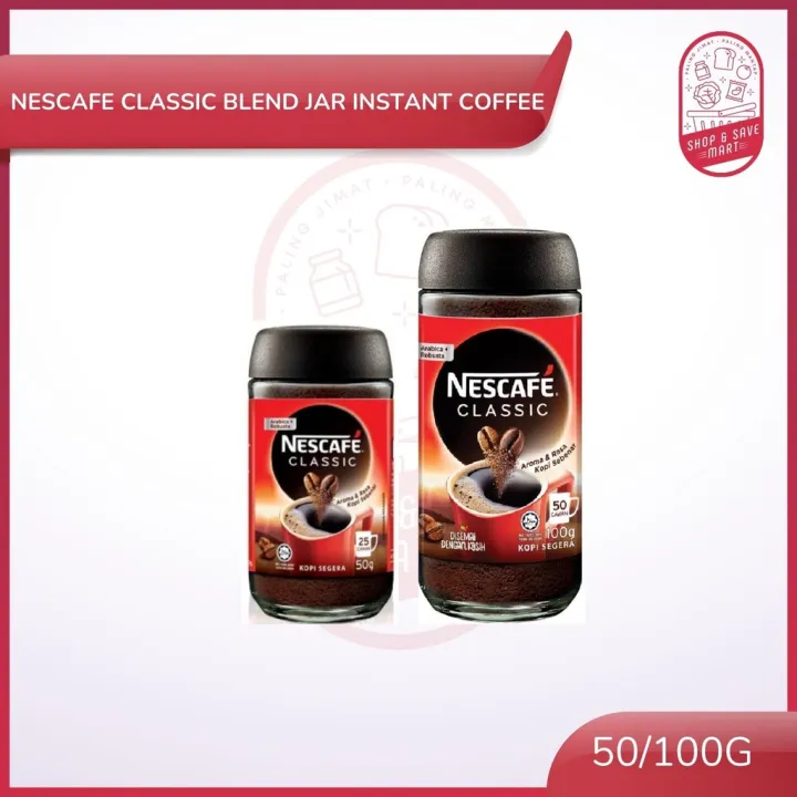Nescafe Arabica & Robusta Blend Instant Coffee Classic Jar 50g/100g