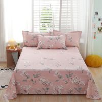 【CW】 1pcs Cotton Bed Sheet Pink Flowers Printed Top King Sheets Size Kids (No Pillowcase)